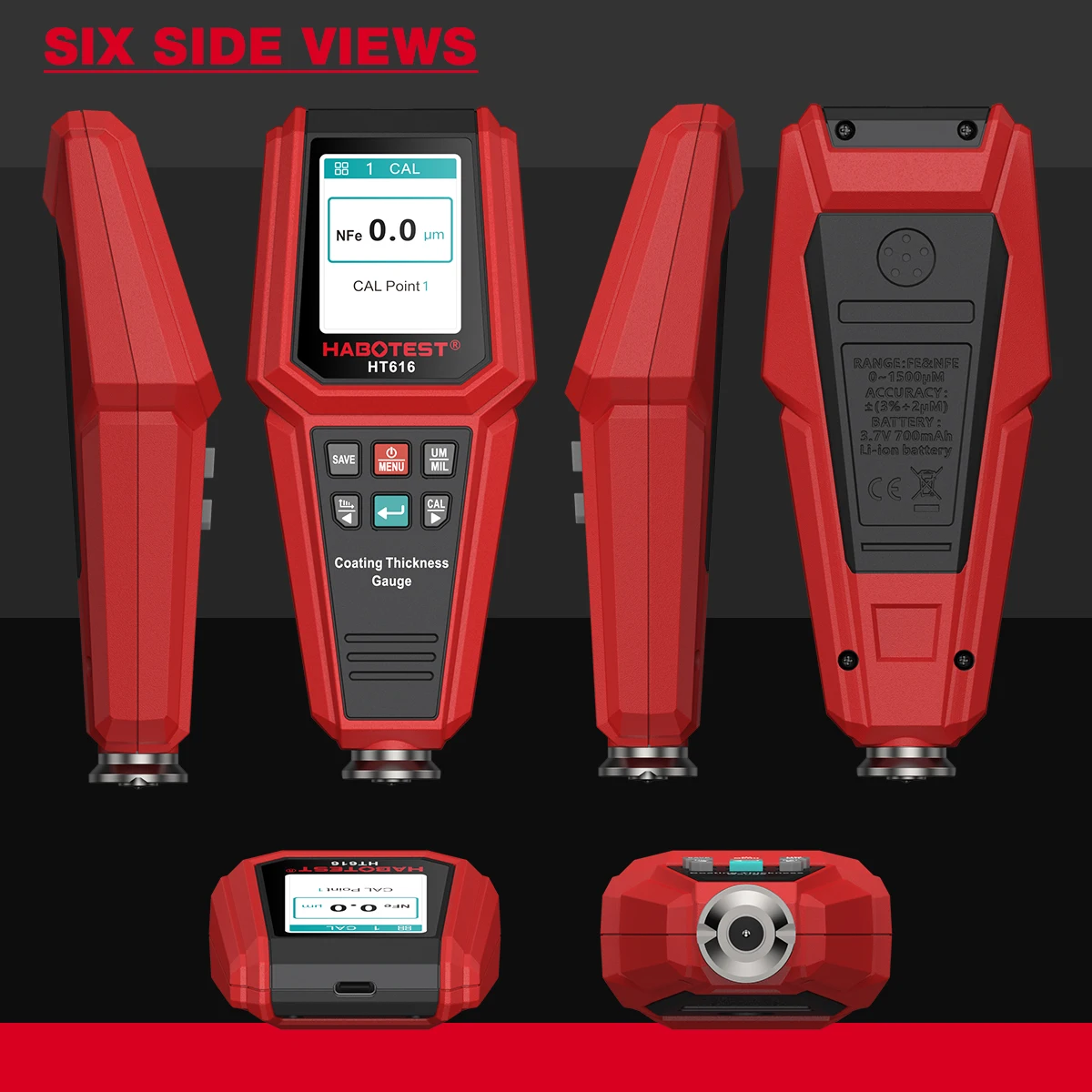 Car Coating Thickness Gauge 0~1500um Car Paint Film Thickness Tester 256 data stores Mini Film Thickness Meter Paint Measurement