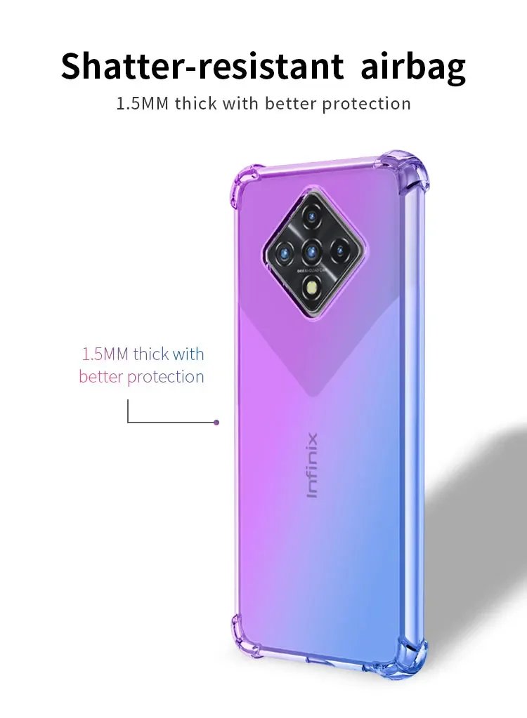 Case for Infinix Zero X Pro X Neo 8 8i Smart 5 Pro 6 Plus Clear Cute Gradient Slim Anti Scratch Flexible TPU Shockproof Cover