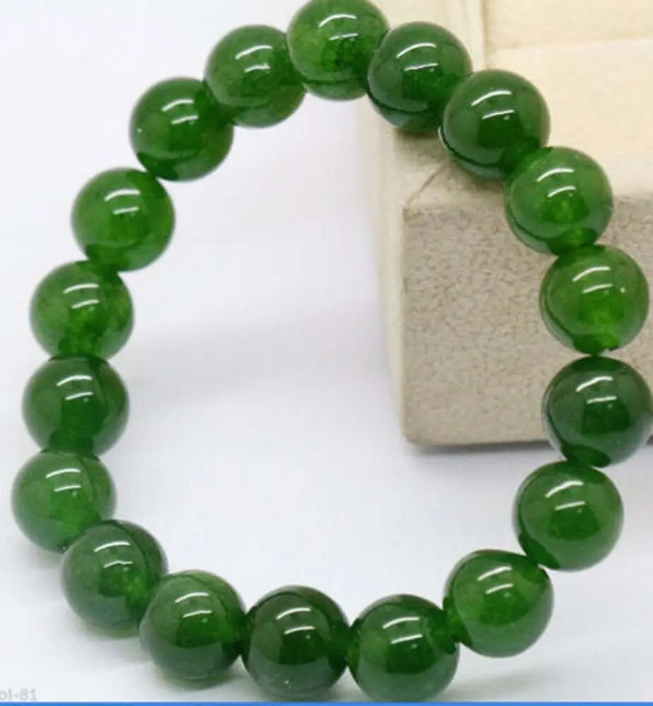 

Natural 8mm Dark Green Jade Round Gems Beads Stretchy Bangle Bracelet 7.5"