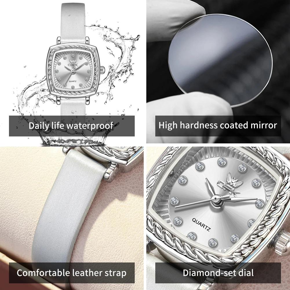 ساعة ماركة OPK بحزام مربع كوارتز بقرص صغير ومزاج باروكي للنساء 6061 #5