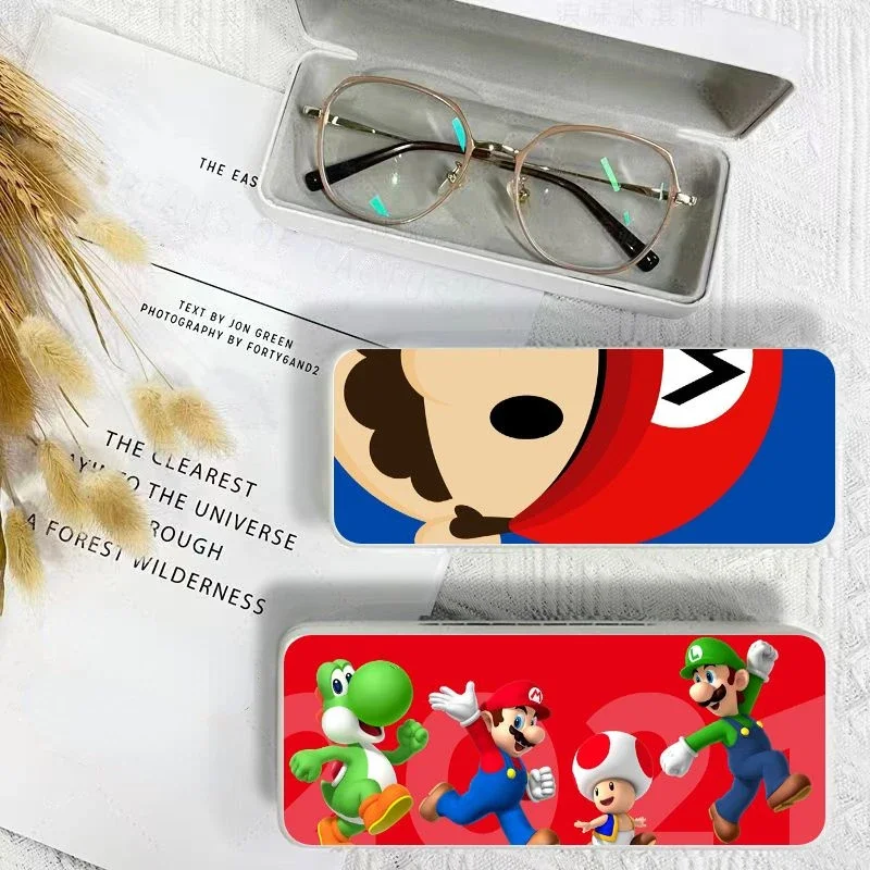 Anime Super Mario Bros Case for Eyeglasses Eyewear Cases for Children Accessories Student Cartoon Eyeglass Storage Case Portable