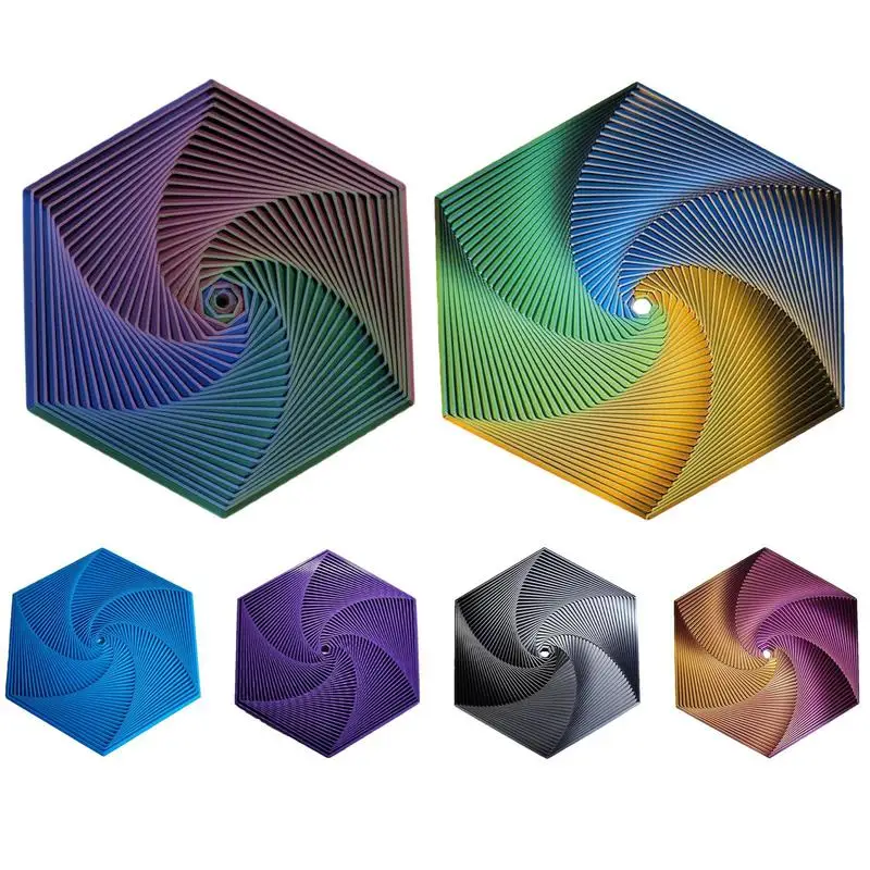 3D Stampato Fractal Fidget Esagono Decompressioni Giocattolo Anello SpiralChanging DecompressionePoligonale Punta Delle Dita Giocattolo Per L'arte Geometrica