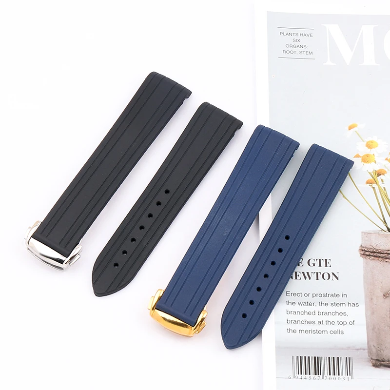 

20mm Men's rubber watch band For Omega Seamaster 300 speedmaster Strap Seiko Outdoor Sports waterproof watch strap buckle Tool
