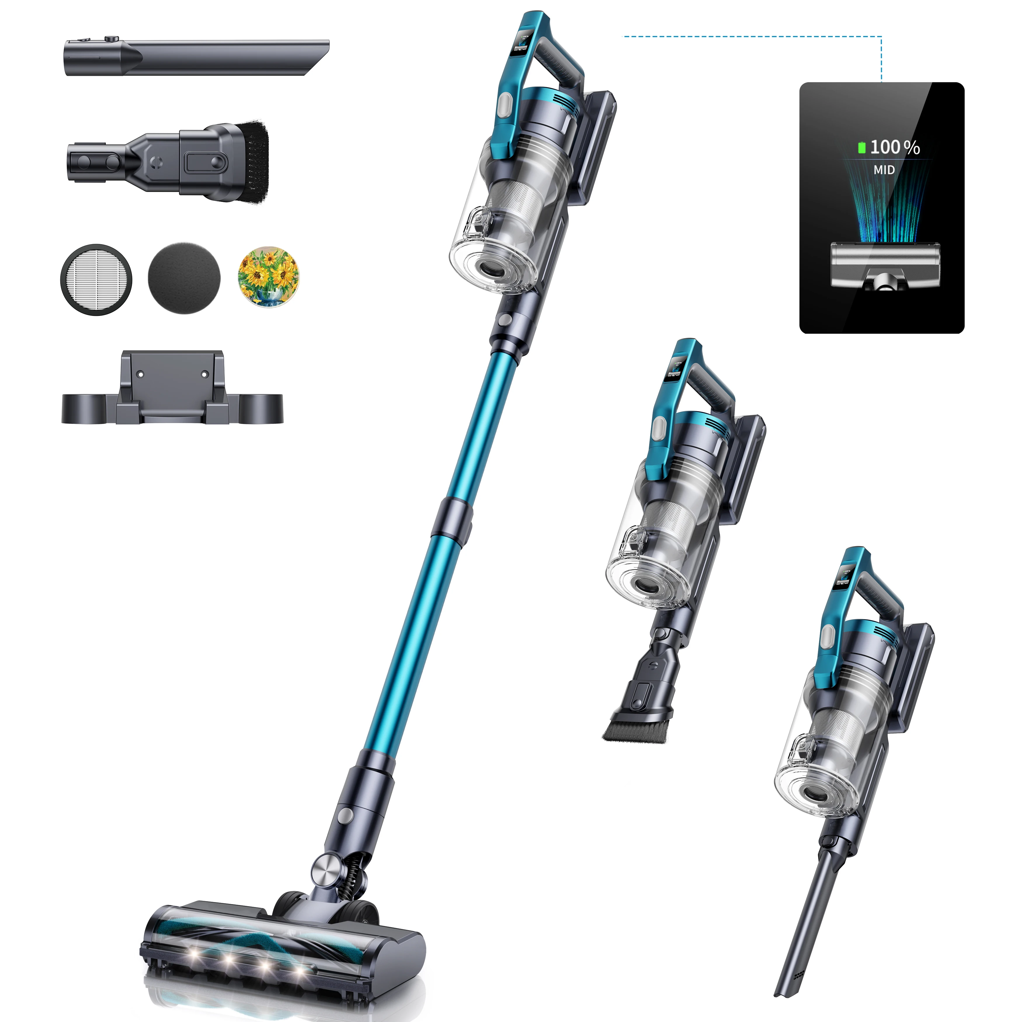 

Buture VC60 450W 38KPA Suction 1.5L Capacity Handheld Carpet Stick Wireless Cordless Vacuum Cleaner Wireless Home for Carpet