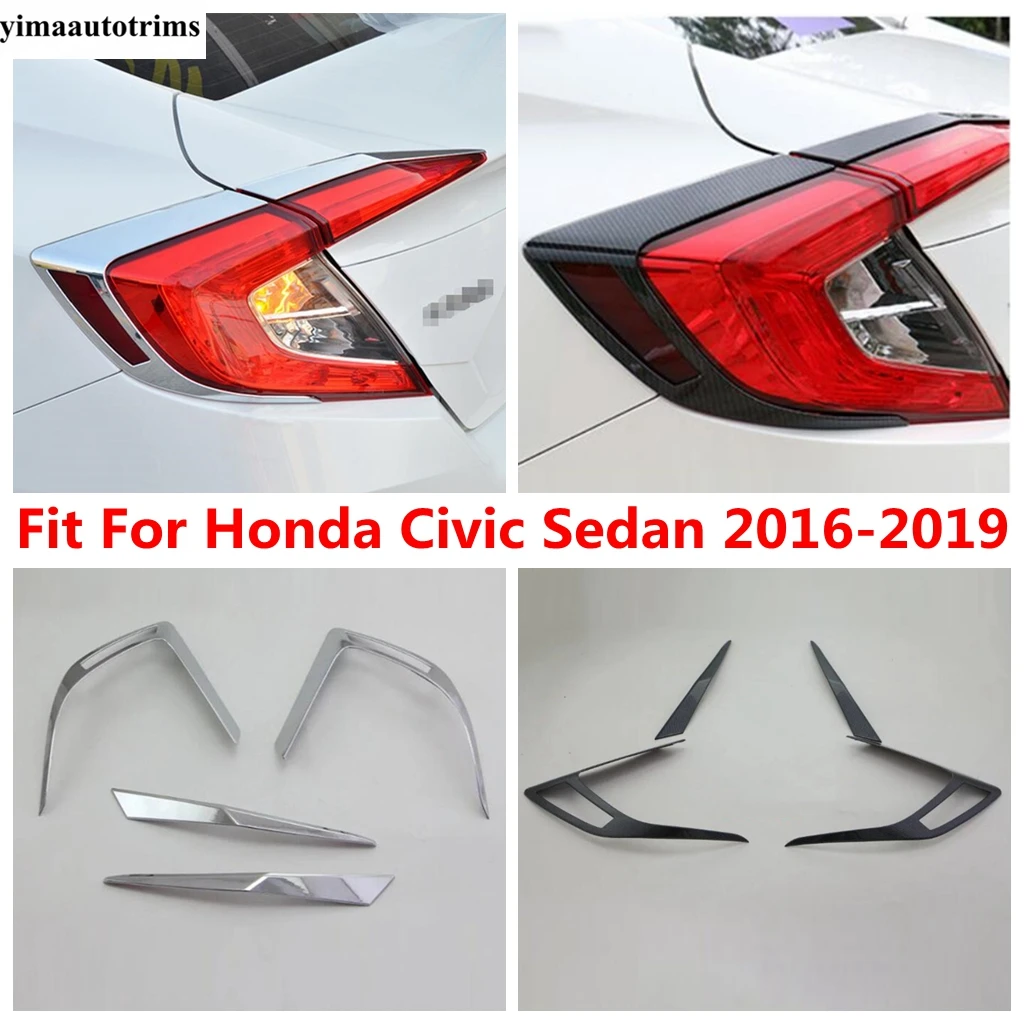 

Rear Tail Light Lamp Eyebrow Eyelid Strip Decorative Sequins Cover Trim For Honda Civic Sedan 2016 - 2019 ABS Chrome Accessories