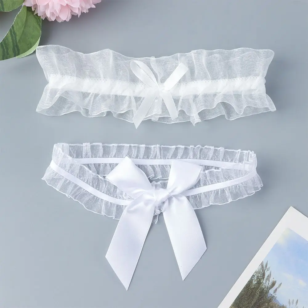 Sexy Fashion Lingerie Garter Belt Wedding Bride Leg Garter Cosplay Party Accessories Bowknot Lace Elastic Leg Ring