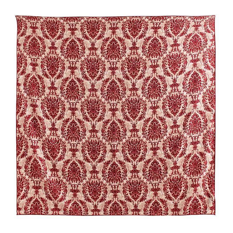 Korean atmosphere, red cashew flower, silk wool silk scarf, double-sided hand-rolled square scarf, neck scarf, women