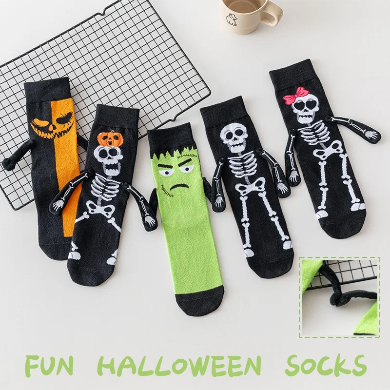 5 Pair Mid-calf breathable pumpkin socks,Creative and quirky pumpkin trendy socks for male and female couples,for Halloween