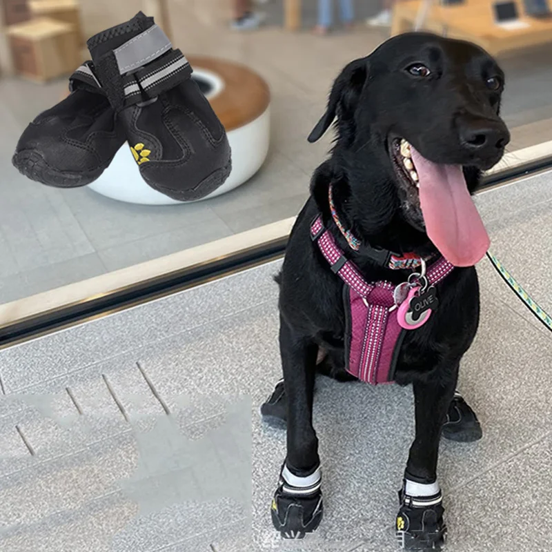 Reflective Large Dog Shoes Waterproof Dog Boots Anti-slip Soles Small Big Dogs Snow Booties for Golden Retriever Poodle Labrador