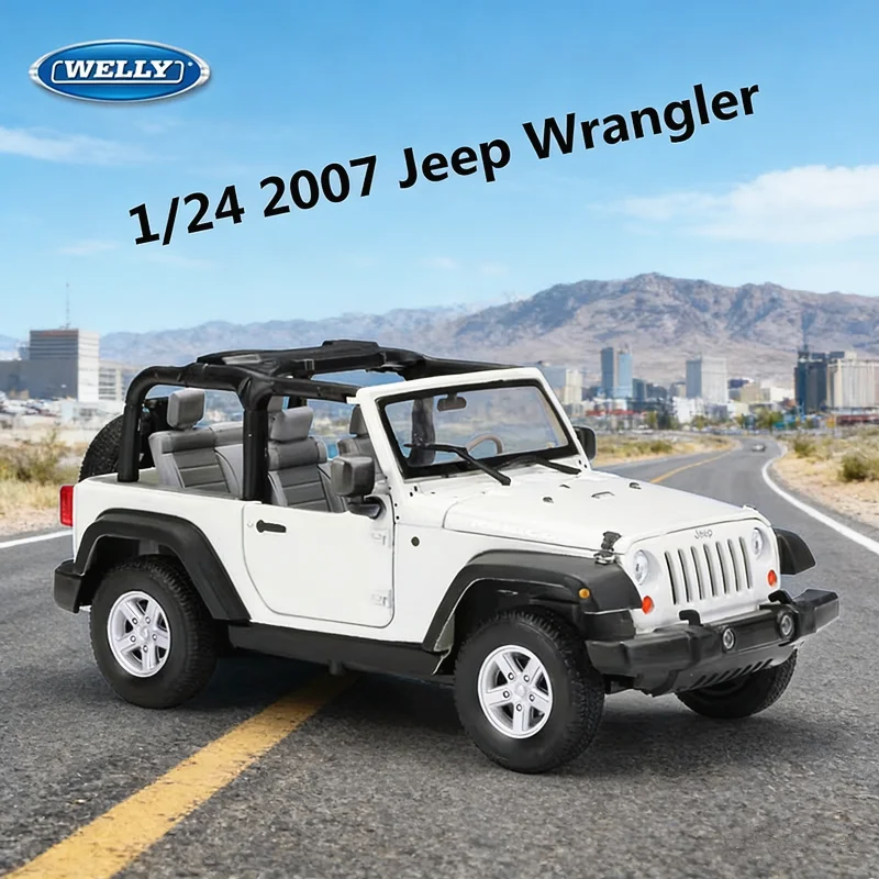 

WELLY 1:24 2007 Jeep Wrangler Rubicon, модель автомобиля из сплава, литая под давлением и игрушка, металлические внедорожники, модель автомобиля, высокая имитация, подарки для детей
