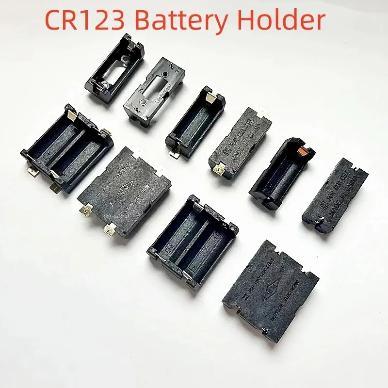 CR123A 16340 SMD SMT THM Battery Holder Nylon LIR123A Battery Storage Box Flame Retardant Pin Type Gold Plated Patch