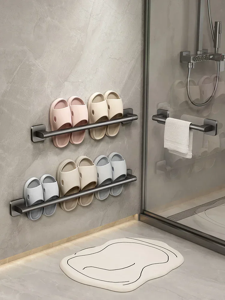 Shoe Hanger Bathroom Slipper Rack Perforation-free Bathroom Shelving Shoe Storage Artifact Toilet Wall Hanging Rack Drain Shelf