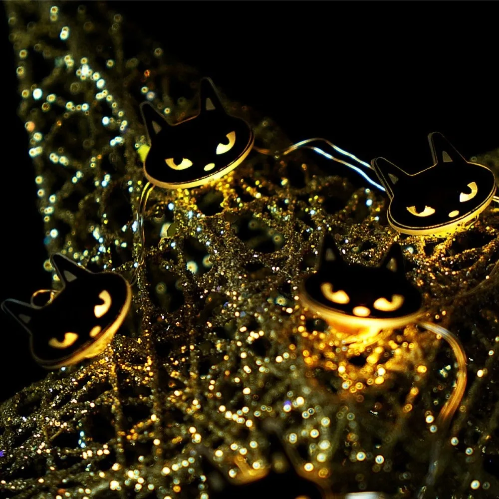 Party Decor 20/50 Lights Halloween String Lights Luminous USB Charging Pumpkin Lights Black Cat Bat Decor Home Decor
