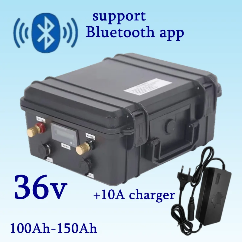 

36V 150AH/120AH Lifepo4 Lithium Battery with Bluetooth APP BMS for 4000W Go-Kart Bike Scooter Boat - 10A Charger Included