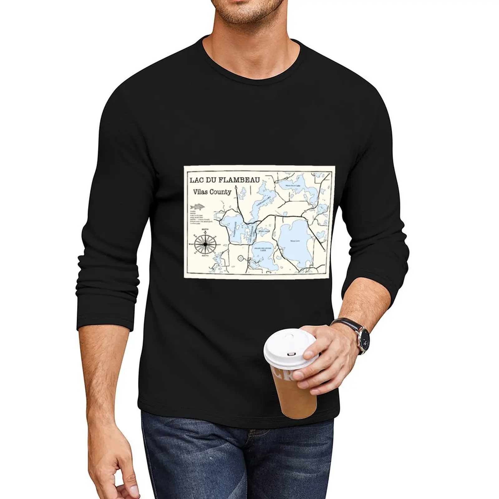 

Lac Du Flambeau Lake WI Vilas County Long T-Shirt custom t shirts design your own plus size tops Men's t-shirts