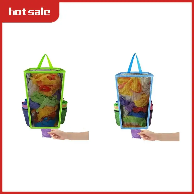 

BEAU-Hanging Breathable Plastic Grid Garbage Bag Socks Sundries Storage Organizers Kitchen Bathroom Storage Bag