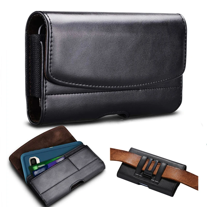 Fashion Phone Wallet Waist Bag Leather Bag Belt Leather Case With Belt Clip And Ring Phone Holder Travel Hiking Case