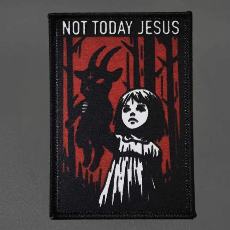 Parche táctico moral Not Today Jesus con cierre velcro y bordes - imagen 2