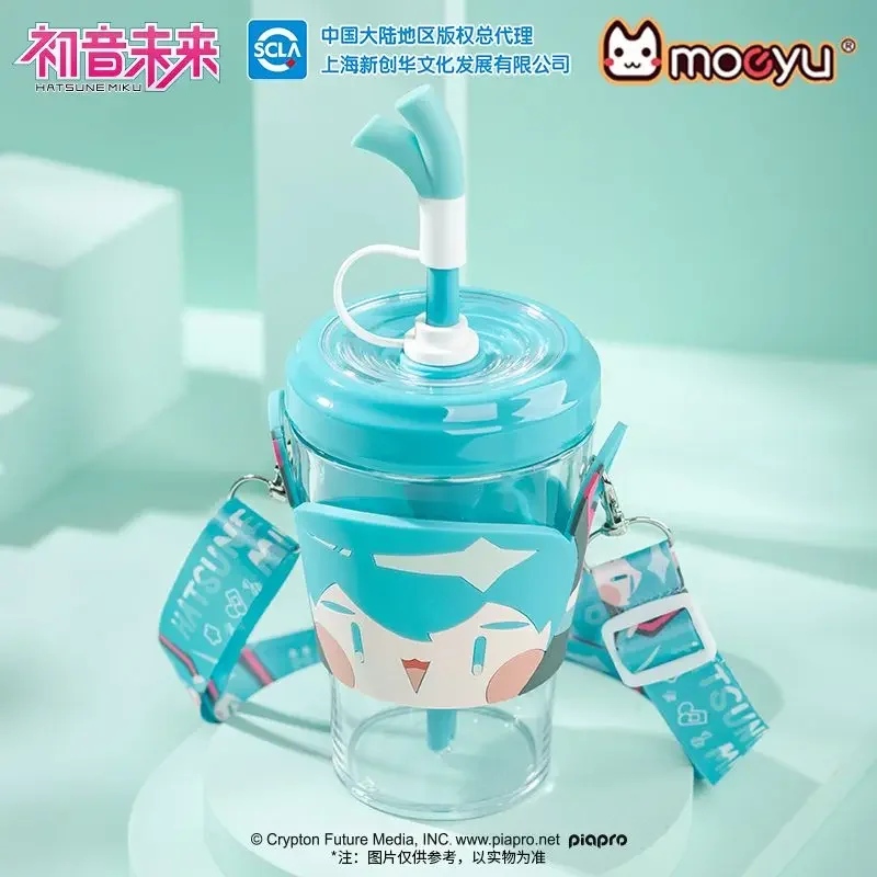 520Ml Anime Hatsune Miku Straw Cup Secondary Girly Heart Large Capacity Drink Cup with Cup Sleeve Portable Student Water Cup