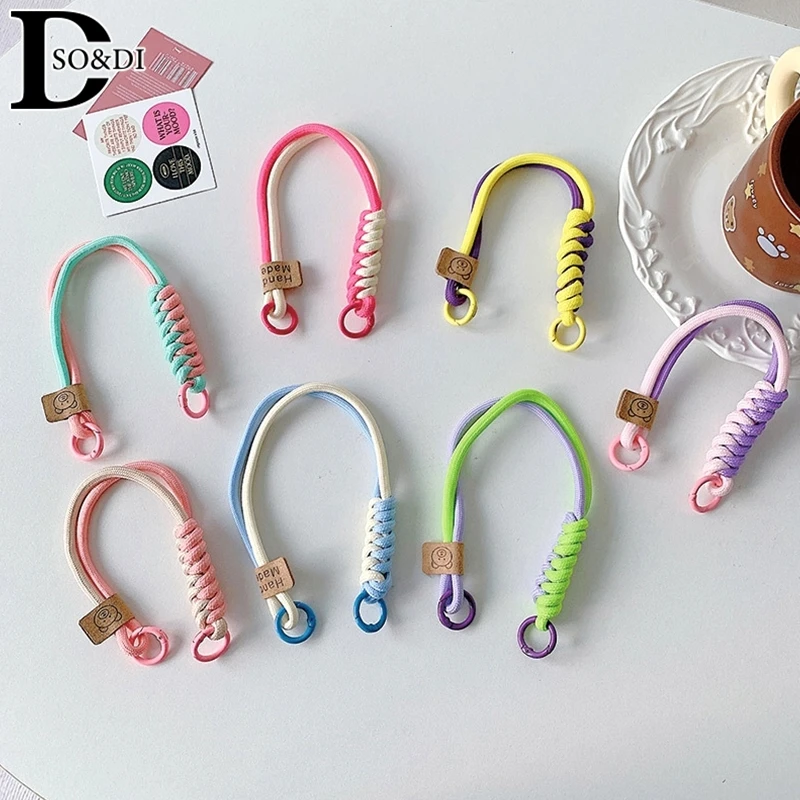 Korean Mobile Phone Cute Knot Portable Anti-loss Hand Bracelet Chain For IPhone 15 14 Pro Max Samsung Flip 4 Coloful Rope Chain