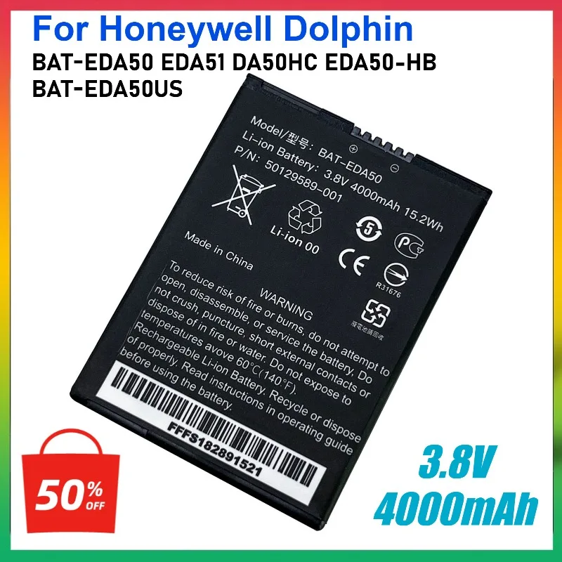 

4.0AH Rechargeable Battery for Honeywell Dolphin BAT-EDA50 EDA51 DA50HC EDA50-HB BAT-EDA50US Barcode Scanning Collector Battery