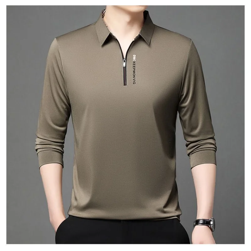 Lightweight Sun Protection Mens Long Sleeve Tshirt Slim Fit Zipper Casual Wrinkle Resistant Top