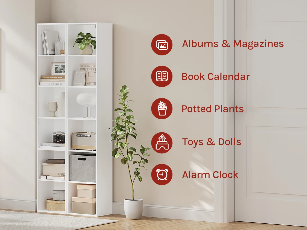 WOLTU 1 Stück weißes Bücherregal, Holz-Aufbewahrungswürfel, Bücherregale, Regaleinheit, Aufbewahrung für Wohnzimmer, Schlafzimmer, Arbeitszimmer – Detail 11
