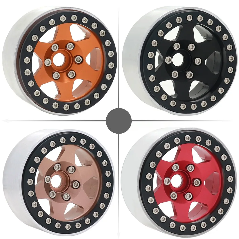 

Hdrc 4pcs 1.9 Metal Beadlock 6 Stripes Wheel Hub Rim For 1/10 Rc Crawler Axial Scx10 Axi03007 Yikong Traxxas Trx4 Trx6 Redcat