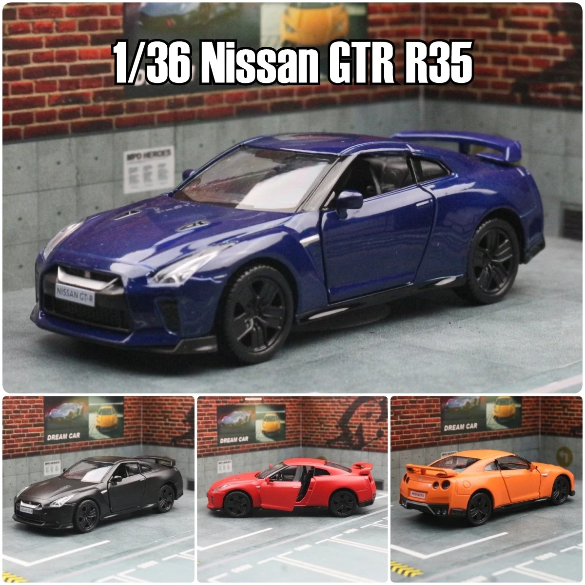 1:36 Nissan GT-R R35 Race Toy Car Model For Children Diecast Metal Vehicle Miniature Pull Back Collection Gift Boy