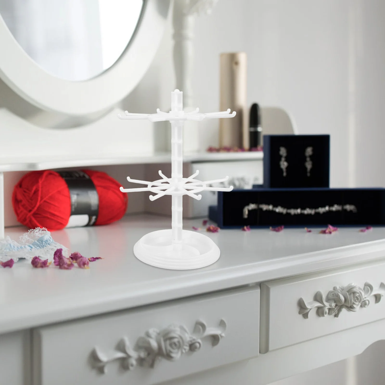 حامل عرض المجوهرات منظم دوار 360 درجة للأقراط والقلائد والأساور وسلاسل المفاتيح وحامل المجوهرات الصغيرة #6