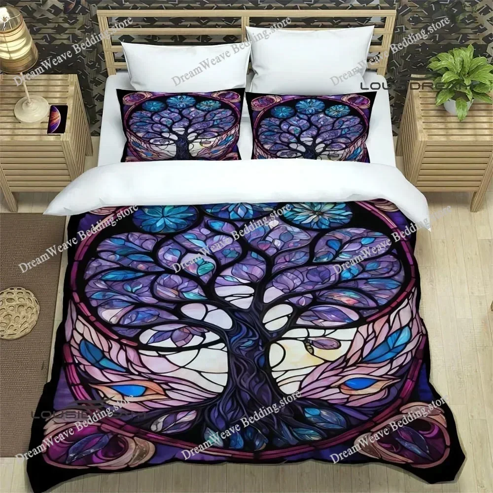 Tree of Life Duvet Cover King Botanical Branches Leaves Bedding Set Microfiber Psychedelic Mysterious 3D Print Quilt Cover519519