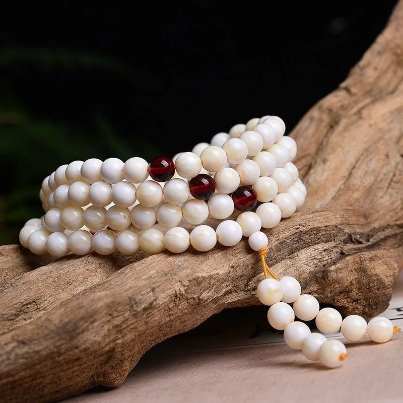 

108 White Beeswax Bracelet Men's and Women's Buddha Beads Multi-circle Amber