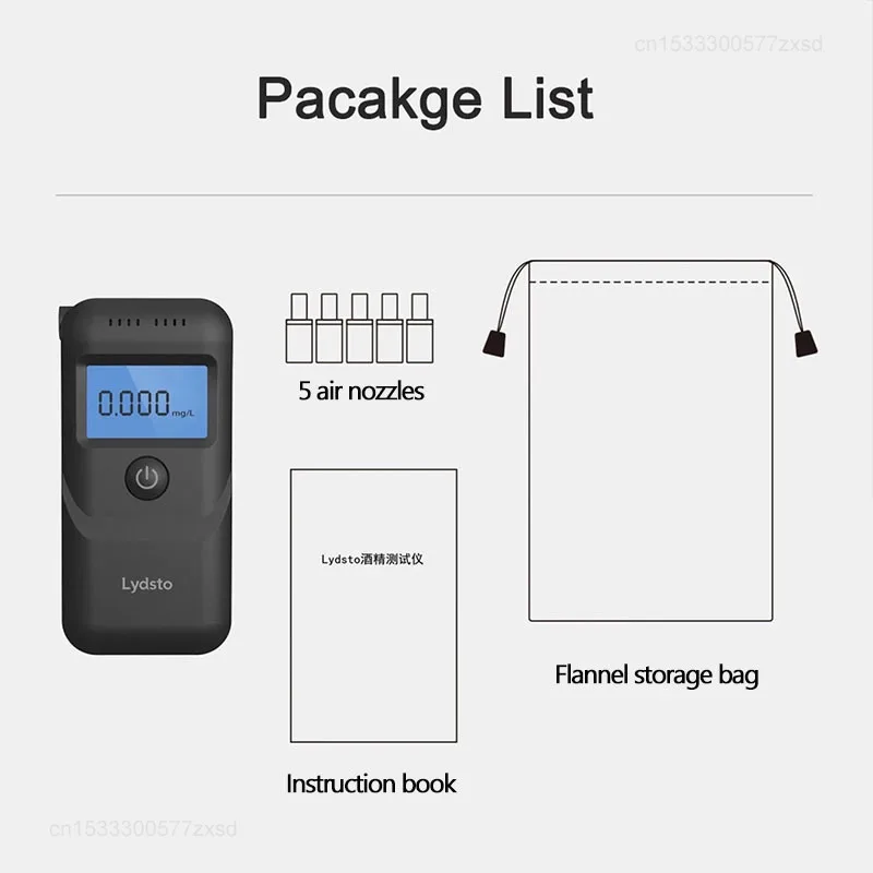 Xiaomi Lydsto Alcohol Tester Handheld Digital Breathalyzer LCD Display Portable Mini Blowing Alcohol Detector Drunk Driving Test