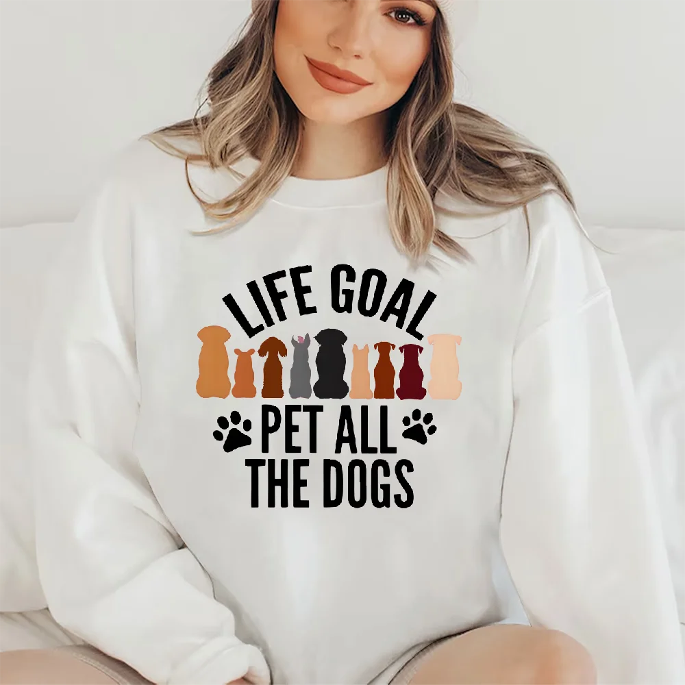 เสื้อสเวตเตอร์แขนยาวแบบไม่จำกัดเพศ เสื้อฮู้ดลำลอง สวมใส่ได้ทุกวัน มีหลายสี เป้าหมายชีวิตอเนกประสงค์ สัตว์เลี้ยง สุนัขทั้งหมด