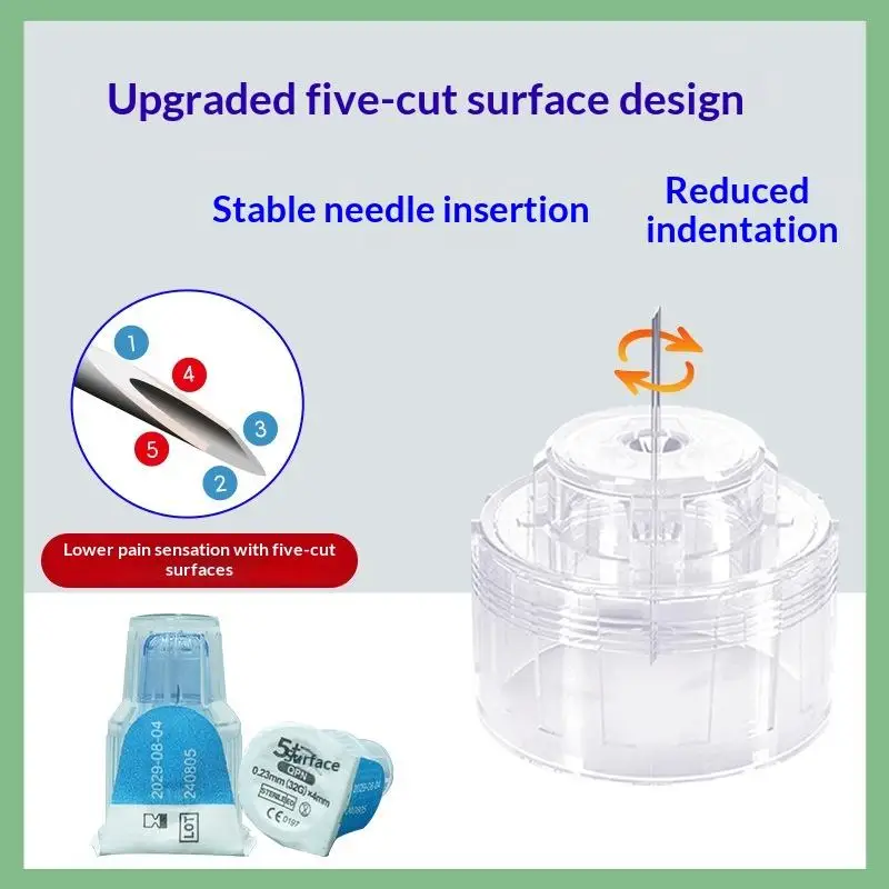 Disposable Insulin Pen Needles 4mm Short Tip 5 Facet Painless Injection Sterile Portable for Outdoor Diabetic Use
