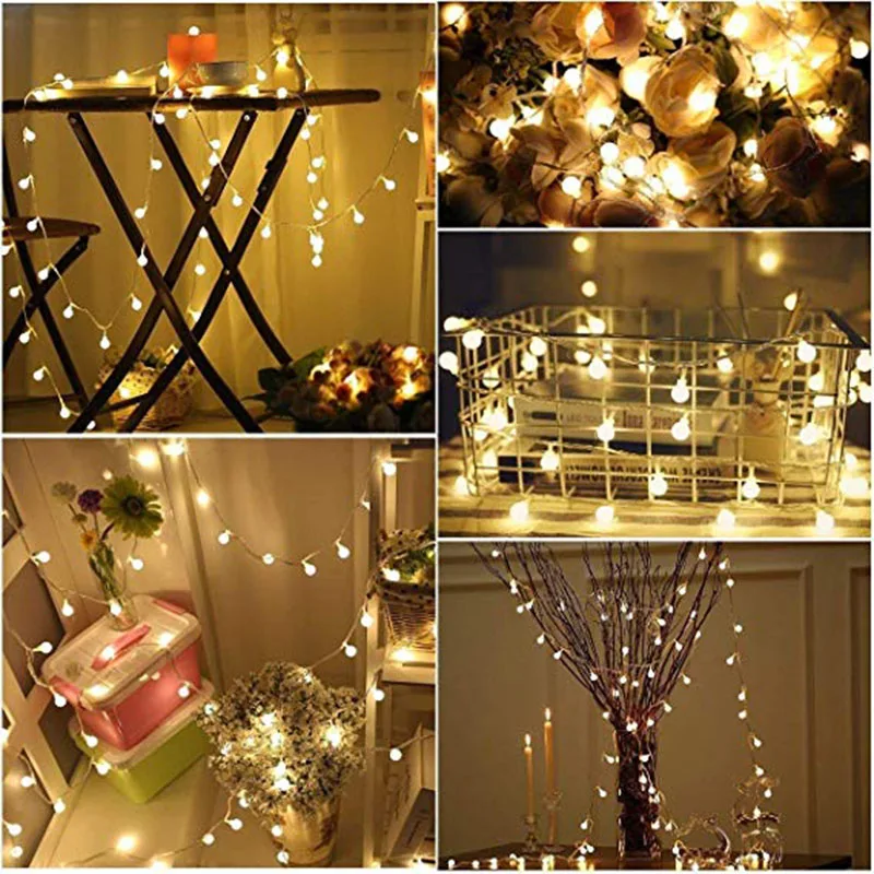 Waterproof 10M 100LED 220V/110V LED Ball String Lights Christmas Bulb Fairy Garlands Outdoor For Holiday Wedding Home Decor Lamp