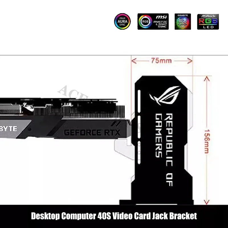 Computer Graphics Card Jack Bracket ARGB 5V ARGB AURA SYNC Vertical VGA GPU Bracket Luminous Faith Comic Figures Cabinet MOD