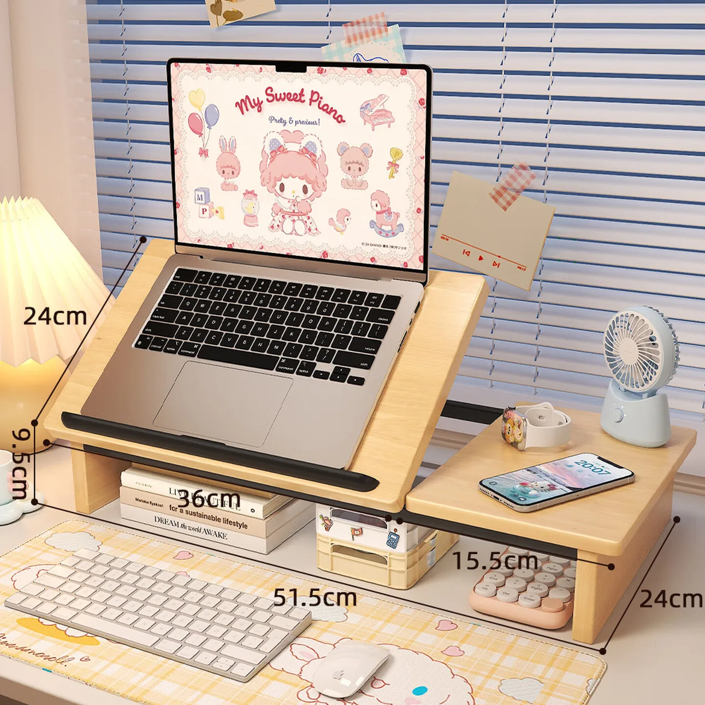 Height Adjustable Foldable Computer Stand Riser Desktop Storage Shelf for Laptop Monitor Dorm Office Student Desk 접이식 책상 선반