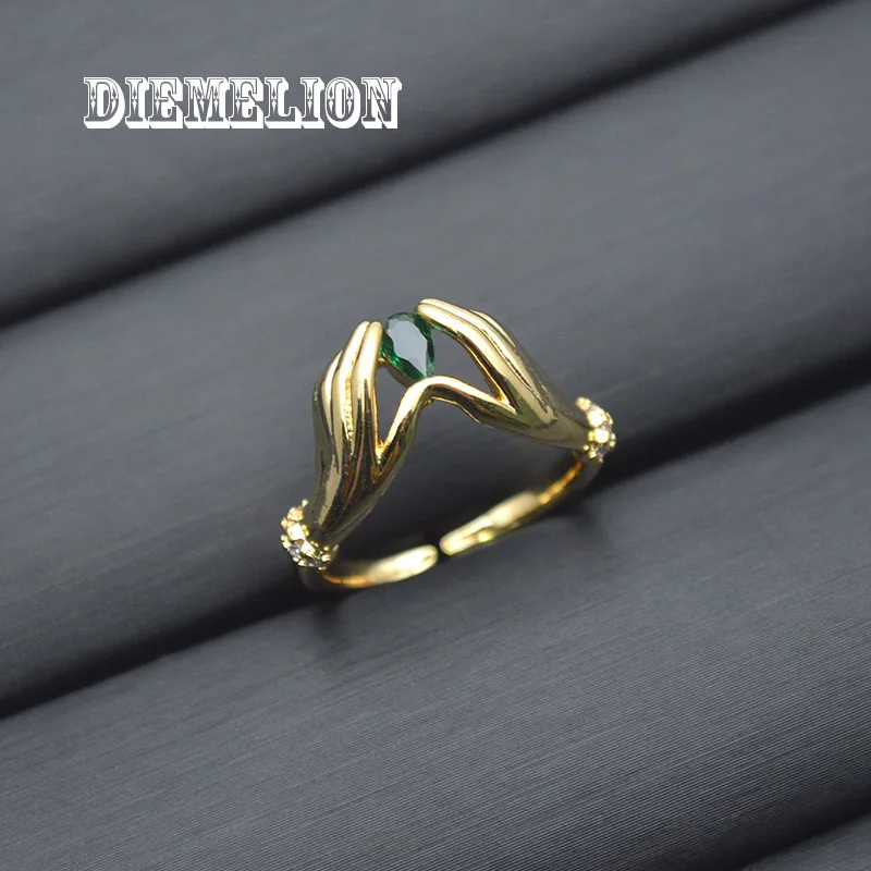 

Romantic Heart Hand Hug Ring Gold Color Adjustable Open Cuff Rings for Women Party Wedding Engagement Jewelry Gift