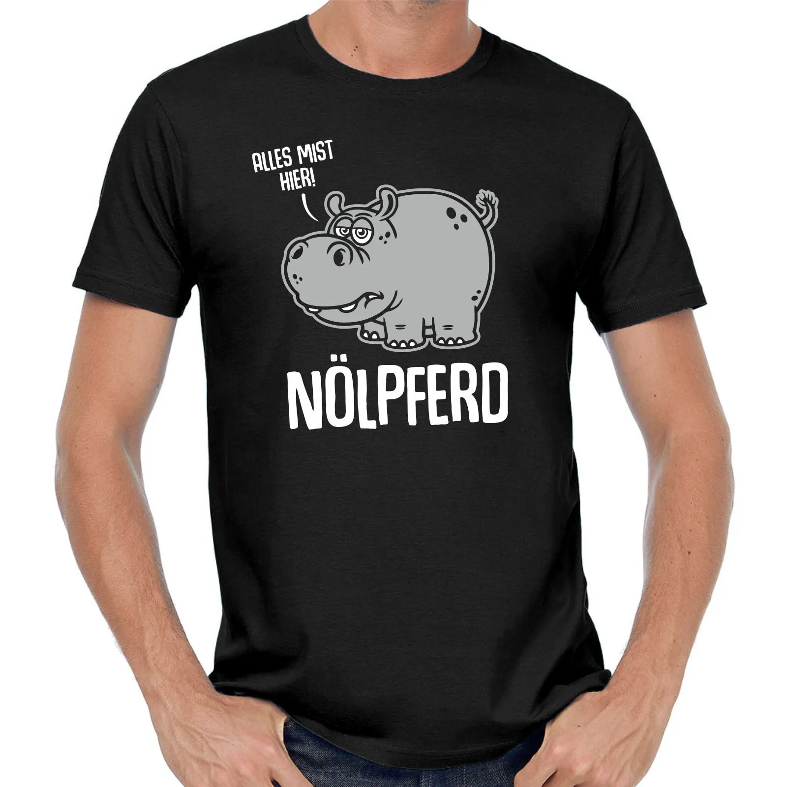 

Nölpferd Alles Crap hier Hippo Cartoon Comic Sayings Saying Comedy Fun Funny Celebration Party Idea T Shirt