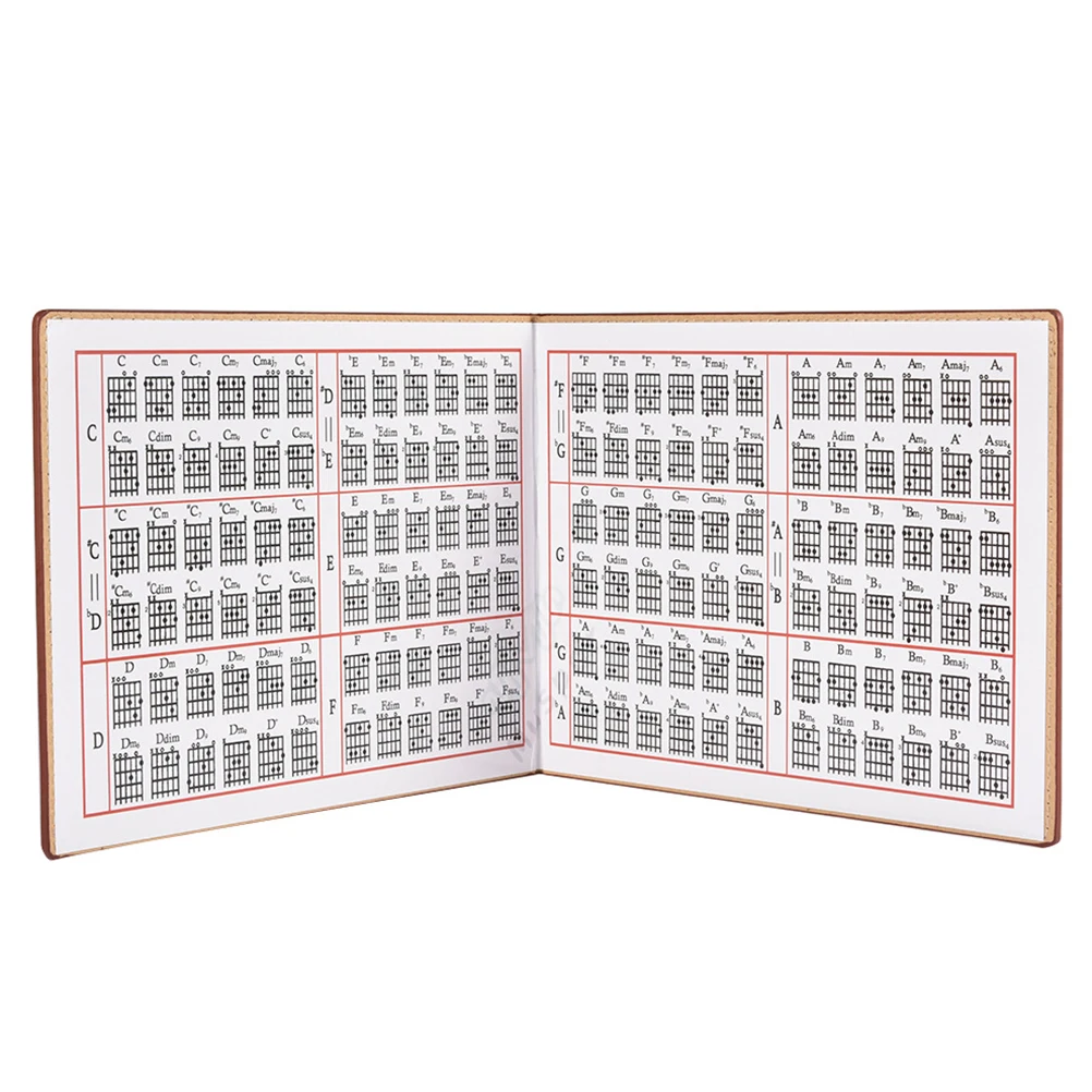 

1pc Guitar Chord C Notebook PU Paper Fits Bag Backpack Student Musical Instruments Chord Book Note Taking Revision