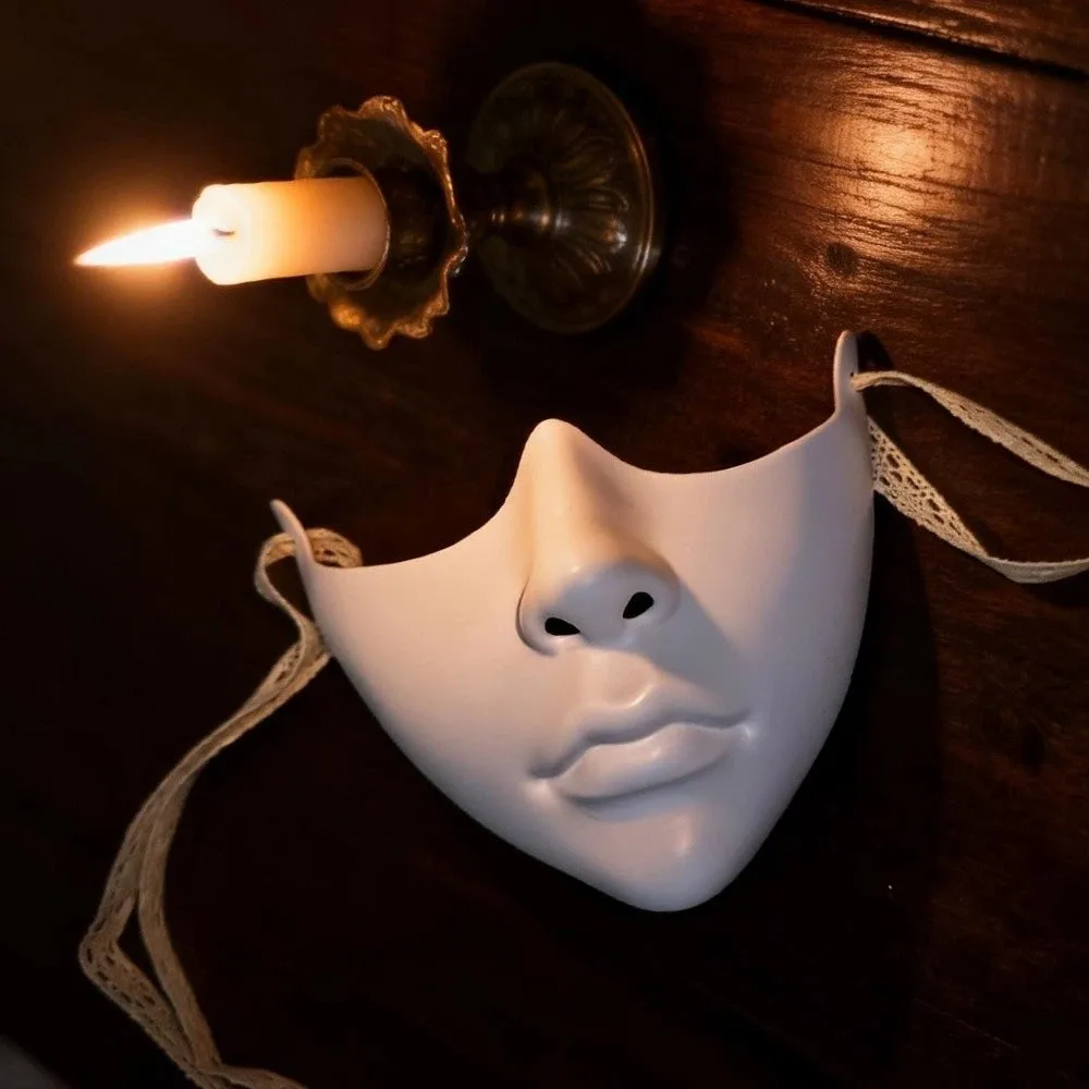 Cyberpunk Style Half Face Mask Technological Exquisite Halloween Mouth Cover Decorative Hip Pop Masquerade Mask Men