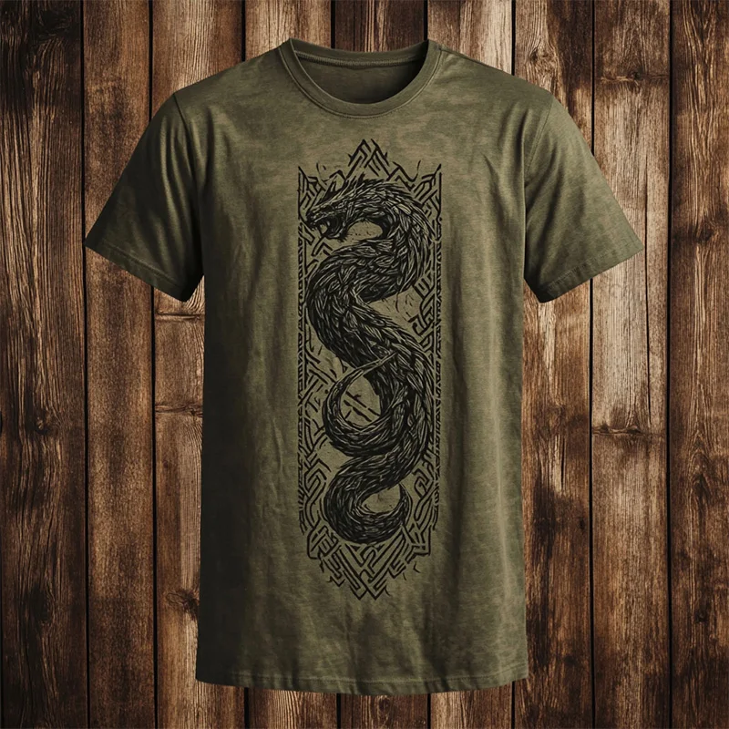 Retro Men's T-Shirt Artistic Dragon Pattern 3D Print Casual Short Sleeve Summer Breathable Oversized Athletic T-Shirt