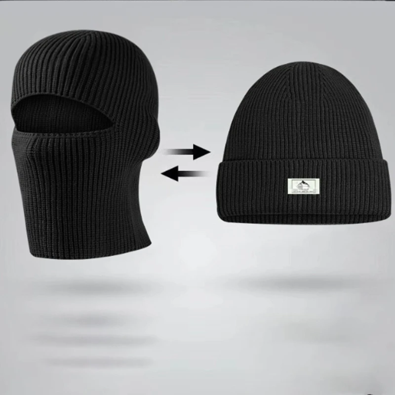 Multiuse 2In1 Men's Winter Balaclava Hat For Full Face Coverage Winter Warmth Drop Shipping