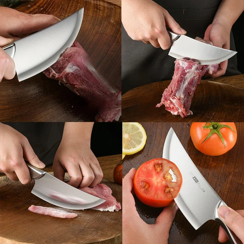 All steel boning knife with knife set, professional meat cleaveroutdoor portable barbecue fixed blade knife,kitchen accessories