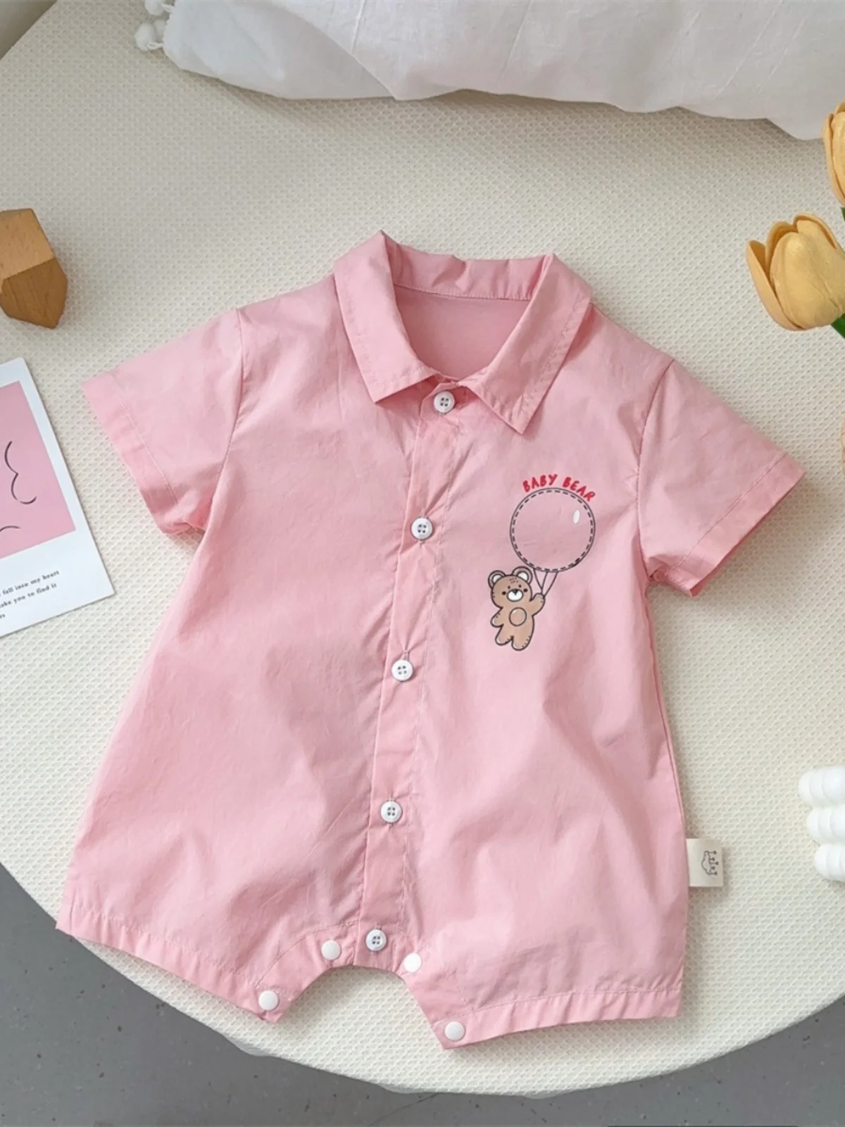 

2024 Summer Cotton Onesie Baby irt Cling Suit ort Sve Outfit for Infants And Toddlers 6-2 Months Old Baby Rer