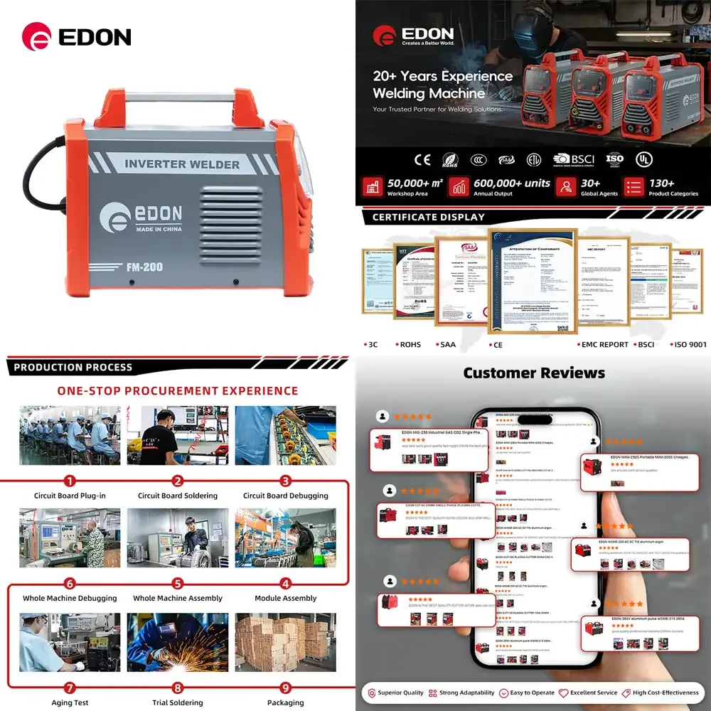 

Сварочный инвертор EDON для портативных работ на открытом воздухе, 110В/220В, двухрежимный, надежный мини-сварочный аппарат для ручной дуговой сварки