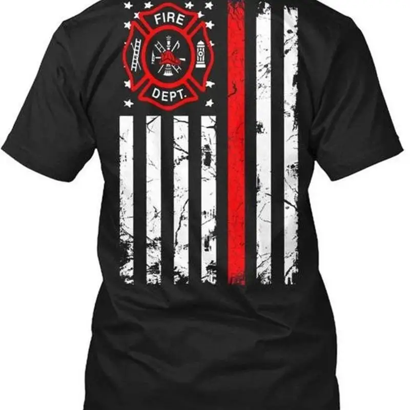 

Fun Firefighter Flag Fire Dept Size Premium T Shirt M 2XL