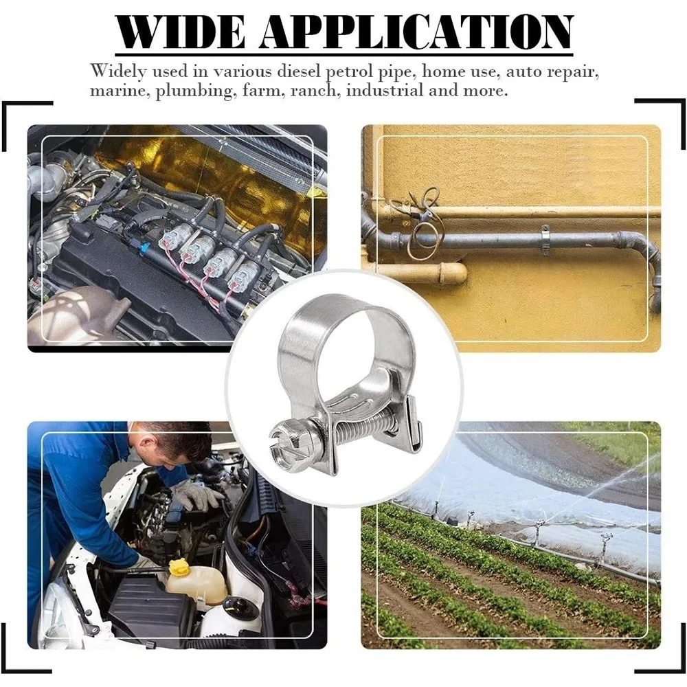 10 قطعة 304 الفولاذ المقاوم للصدأ حقن الوقود الصغيرة خرطوم المشابك قابل للتعديل الأنابيب خرطوم كليب أنبوب المشابك مجموعة خط الغاز خرطوم المشبك 6-20 مللي متر #5