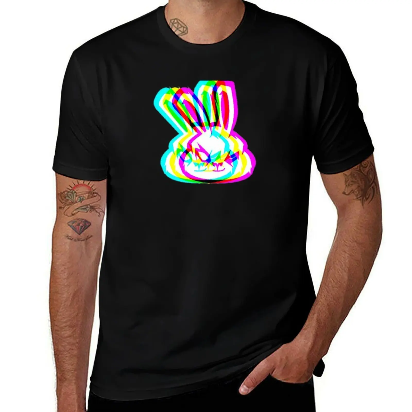 

Футболка SNEAK ENERGY BUNNY RGB, забавные футболки, хлопковые футболки для мужчин, облегающая футболка